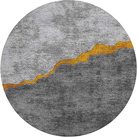 WJW-DT Nordic Geometric Pattern Gelb Grau Runder Teppich für Wohnzimmer Küche Schlafzimmer, Teppich Teppiche Computer Stuhl Couchtisch Matte-140cm