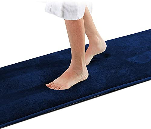Wolke sieben Memory Schaum Badematte Badteppich rutschfest Badezimmerteppich Badezimmermatte antirutsch Badvorleger Duschvorleger super weich und saugfähig, waschbar (Blau, 43 x 153 cm)
