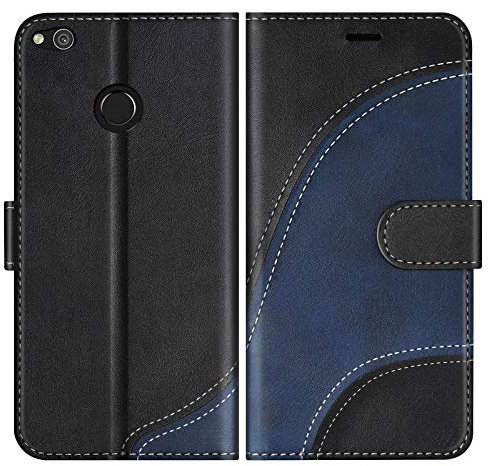 BoxTii Funda para Huawei P8 Lite 2017, Funda de PU Cuero para Huawei P8 Lite 2017, Magnético Carcasa Libro con Ranuras para Tarjetas, Negro