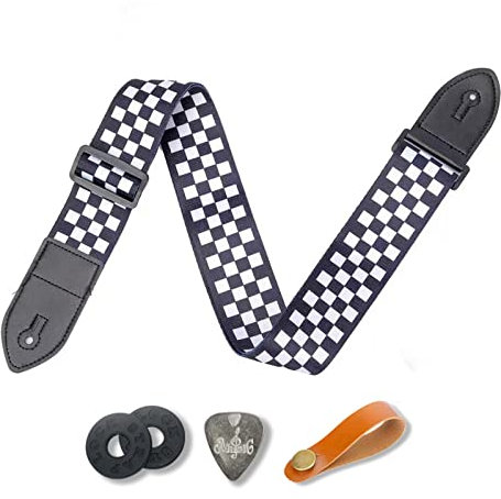 CANTUS Gitarrengurt blau für Bass Akustik E-Gitarre, Blau/Schwarz