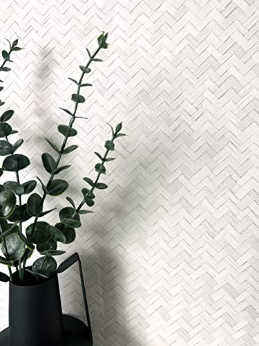 Newroom Tapete Weiß Vliestapete Rattan-Optik - Strukturtapete Uni Grau Fischgrätenmuster Korbgefelcht Flechtmuster Landhaus Unitapete inkl. Tapezier-Ratgeber