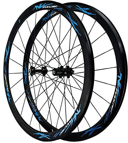 700c Rennrad Felge 28 Zoll Fahrrad Laufrad Hohlkammerfelge Cut 7 8 9 10 11 12-Fach Für C/V-Brakes/Felgenbremse QR (Color : Black hub Blue)