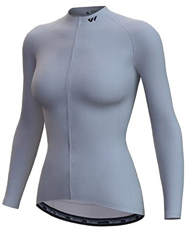 Wulibike Thermo Fahrradtrikot Damen Winddicht und Warm Radtrikot Retro Damen Gesäßtaschen-Design mit Sicherheits-Reflexstreifen