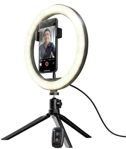 Trust Gaming Maku Ring Light, Luce ad Anello con Treppiede e Supporto per Telefono, LED Light, Luce per Selfie, TikTok, YouTube, Live Stream, Trucco, Fotografia, Vlog - Nero