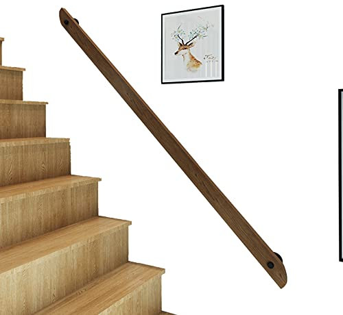 LBSI Handlauf Holz Eckig Geländer 50cm Treppengeländer für Drinnen Und Draußen Wandhandlauf für Brüstung Treppen Balkon Handläufe Außen Seitenmontage