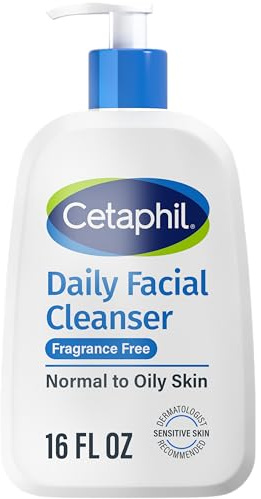 Cetaphil Face Wash, Daily Facial Cleanser for Sensitive, Combination to Oily Skin, 16 Oz, Fragrance Free, Gentle Foaming, Soap Free, Hypoallergenic