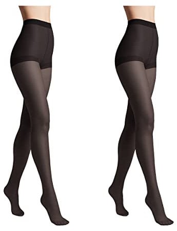 Conte elegant 2er-Pack langlebige Damenstrumpfhose Halbmatt - SOLO 40 DEN - Damen Feinstrumpfhose Strumpfhose mit markiertem Höschenteil - Einfarbig Farbe Schwarz Größe 3