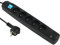 Electraline 35615 Bloc Multiprise 5 Prises Françaises + 2 USB 3.4A 17W A + 1 Type C, avec Interrupteur on/Off, Fiche Extra Plate 90° 16A, Câble 1.5M, Noir