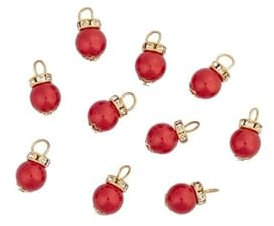 NEU Miniatur Christbaumkugeln aus Kunststoff, rot, 10 Stück, ca. 1 cm