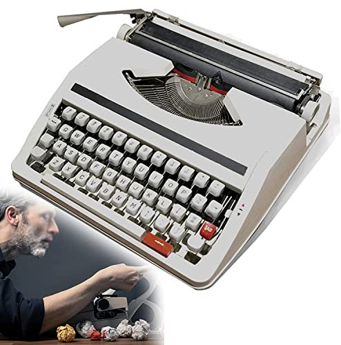 AALGO Schreibmaschine Vintage Klassische Manuelle Typewriter Kreative Retro Tragbar Schreibmaschine Robustes Vintage-Gehäuse Haltbarkeit mit Schwarz/rotem Band,30 X 30 X 10 cm,Beige
