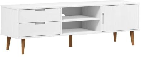 vidaXL TV Schrank Lowboard TV Möbel Tisch Board Sideboard Fernsehtisch Fernsehschrank HiFi-Schrank Weiß 158x40x49cm Massivholz Kiefer