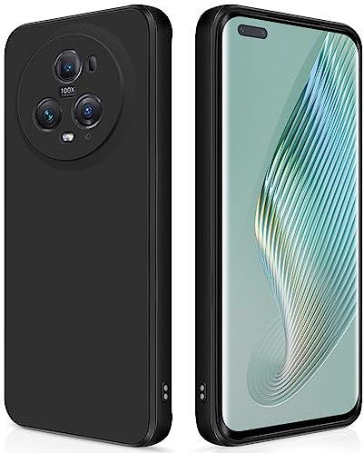 GiiYoon Coque pour Honor Magic 5 Pro 5G Case en Silicone, Etui de Protection Antichoc Etui Housse Silicone Ultra-Mince avec Couche Intérieure en Fibre et Protection pour Caméra, Noir