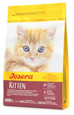 JOSERA Kitten (3 x 400 g) | Katzenfutter für eine optimale Entwicklung | Super Premium Trockenfutter für wachsende Katzen | 3er Pack