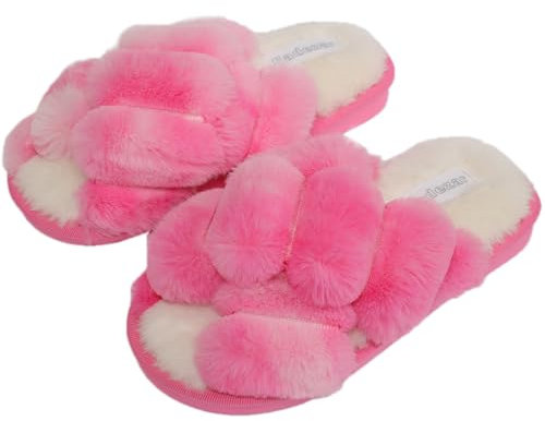 Hitopteu Ciabatte Pelose Donna Pantofole Donna Peluche Spesso Bambini Invernali Aperta Pantofole Calde Comode Morbido Slippers 1672 Rosa EU 37/38 per la Dimensione dell'Etichetta 38/39