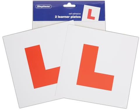 Stephens Learner Plates Red Pack Of 2 L Plate Stickers For Car, Reusable, For Front And Back Of Car, Use While Driving Before Pass P Plates And Licence Is Obtained