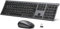 iClever Teclado Bluetooth con ratón, teclado y ratón, inalámbrico, recargable, modo dual (Bluetooth+2,4 G), ultrafino, multifunción, para Mac, Andoid, Windows, QWERTZ Layout, gris