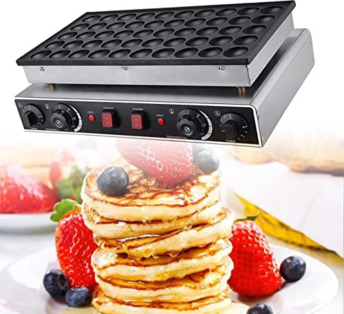 Mini panqueques a gas – Máquina de pastel caliente con 50 agujeros | Poffertjes holandeses comerciales para sándwich pastel, galletas | waflera