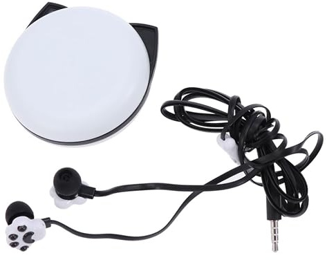 Katzenkrallen Ohrhörer 3.5mm mit Mikrofon für Junge Mädchen | Silikon Abs, Cartoon Aufbewahrungsbox, Schwarz, für Handy und Controller, Leicht für Reise