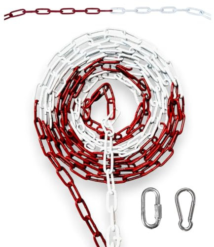 to do home Absperrkette/Stahlkette - 15m Rot/Weiß - 6mm Stärke - Stahl verzinkt - gute Sichtbarkeit - stabil & robust - Absperren von Flächen/Parkplätzen - Absperrung