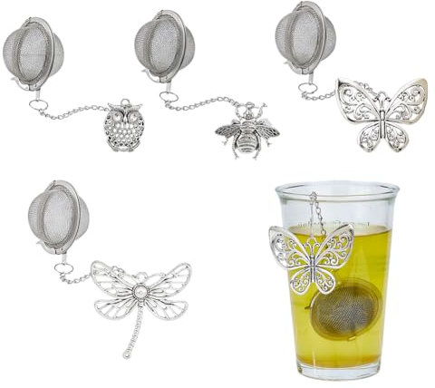 SUPERFINDINGS 4 Styles Tea Infuser for Loose Tea Stainless Steel Tea Steeper Tea Ball with Insect Theme Tea Strainers for Loose Leaf Tea, Length: 17~19cm