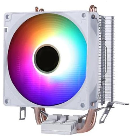 RGB CPU Air Cooler, 9CM 2 Heat Pipes 3pin CPU Cooling Fan 12VDC 2000RPM with Bracket for Intel 775 1150 1151 1155 1156 1200 1700 1356 1366 for AMD FM1 AM2 AM2 + AM3 AMD3 AM4