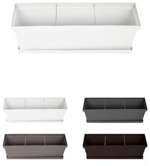 Jardin202 - Jardinera de Diseño con Plato – Jardinera con Separador de Ambientes para Interior y Exterior | 50 cm (Blanco)