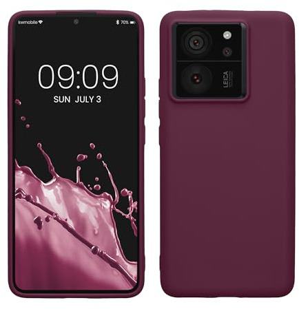 kwmobile Hülle für Xiaomi 13T / 13T Pro TPU Case - Handyhülle unterstützt kabelloses Laden, Flexible Schutzhülle, gummiertes Cover in Bordeaux Violett