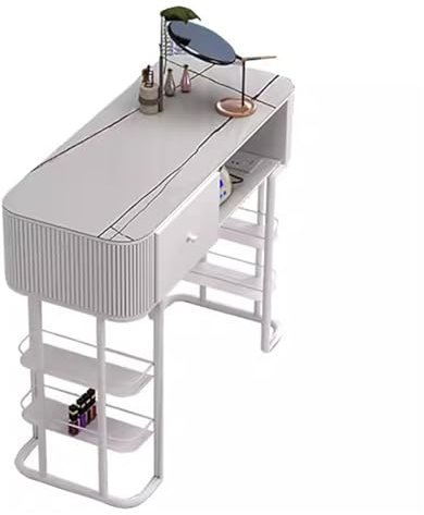 BOYITES Modern Transparent Manicure Table, Tempered Glass Nail Station for Manicurist, Professional Nail Salon Work Station Booth, White Pedicure Tech Station, Beauty Salon Table,B,120cm