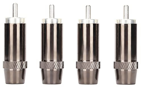 Cyrank Confezione da 4 Connettori RCA Maschio a Saldare, Connettori Audio RCA Placcati in Argento Connettore Maschio RCA Apparecchiature Audio Professionali