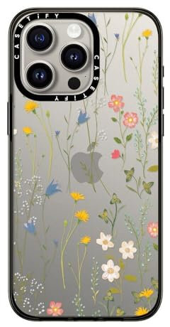 CASETiFY Compact Case for iPhone 15 Pro Max [2X Military Grade Drop Tested / 4ft Drop Protection] - Dreamy Floral Pattern - Clear Black