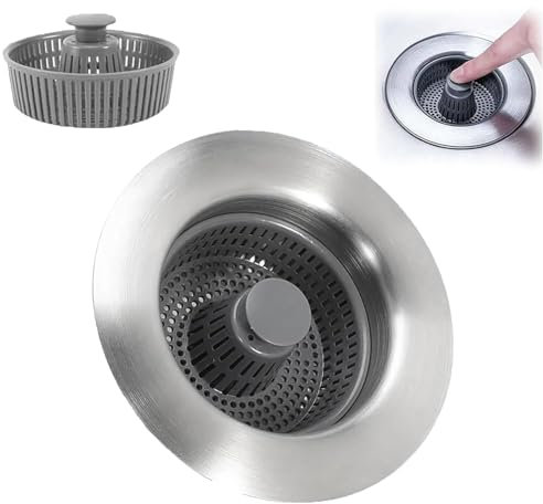Gelmalls Geruchsfilter für Küchenspüle, verbessertes Abflusssieb, 3-in-1, Edelstahl-Spülbecken-Hilfe und Stopper, Küchenspüle, Küchenspüle, Abflusssieb (1 Stück)