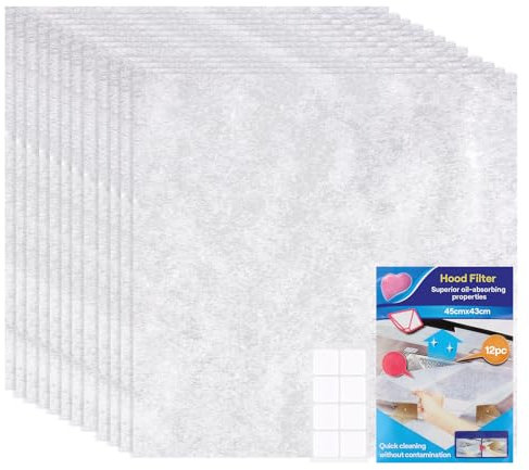 12 Filtro Plano de Grasa, Campanas Extractoras, Filtros Universales para todas las Campanas Extractoras estándar, 45x43 cm, se Puede Cortar a Medida