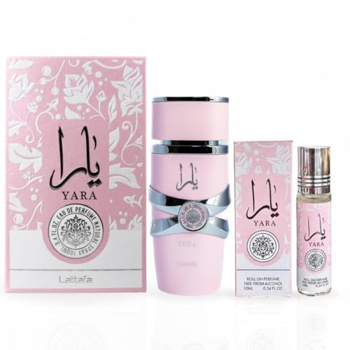 Lattafa Yara 2-teiliges Set für Damen, Eau de Parfum Spray + 0,34 konzentriertes Parfümöl