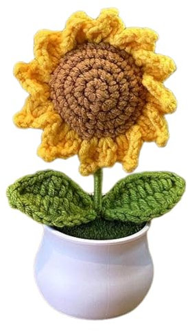 Crochet Sunflower Potted Flowers Crocheted Sunflower for Mother's Day DIY Crochet Kit in Pot Handmade Crochet Potted Flower Plant Potted Flower Plant