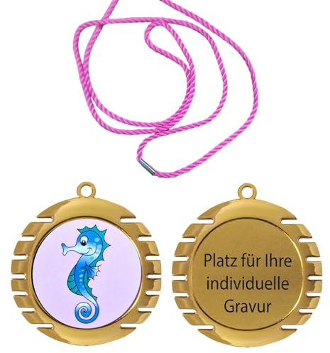 eberin – XL Medaille Schwimmen Ø 70mm, Pokal Trophäe Award, Seepferdchen Frühschwimmer Medal, in Gold Silber Bronze, personalisierbar
