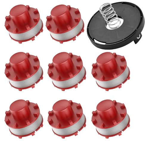 3405096 Trimmerspule Ersatz für Einhell GE-CT 36/30 LI E SOLO, AGILLO 36/255 BL, AGILLO 18/200, 2 mm 8,1 m Rasentrimmer-Ersatzspule mit Feder und TLE-01-1 Abdeckung (10 Stück)