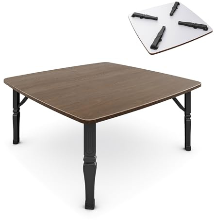 Warmiehomy Folding Dining Table Foldable Table Diner Tea Coffee MDF Childrens Kids Table Playroom,Black,80 x 80 x35cm