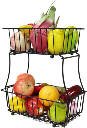 Portafrutta A Ripiani, Porta Frutta A Piani, Cesto Portafrutta A 2 Livelli, Portafrutta A Ripiani Moderno, Portaoggetti Staccabile for Verdure, Portafrutta