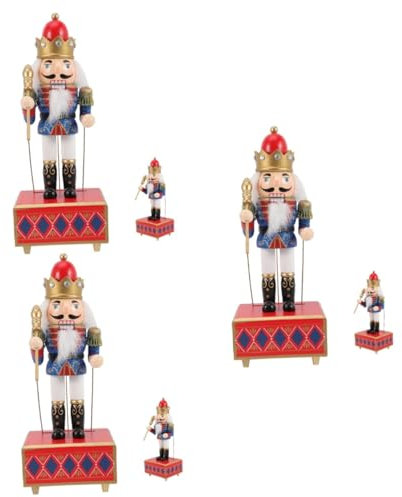 Ciieeo 3pcs Box Xmas Nutcracker Music Box Musical Adorn Wooden Craft Christmas Decor Perfect for Present