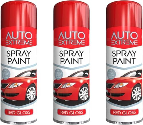DIOXSTAR All Purpose Red Gloss Spray Paint, Eye-Catching Appearance, Professional-Looking, Suitable For Both Interior And Exterior Applications, 250 ML (3PCS)