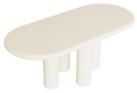 Moderner Esstisch Ovaler Küchentisch Cremeweißer Esstisch Für Küche, Bar, Wohnzimmer (Nur Tisch),140cm