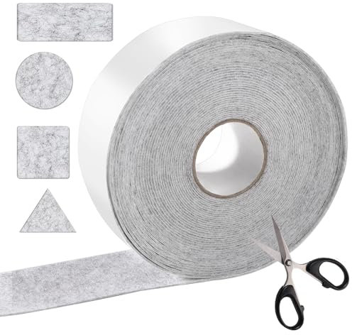 HTTYHT Fieltro Adhesivo Muebles Rollo Gris (10m x 5cm) Almohadillas de Fieltro Adhesivo con Protección Antideslizante para Patas de Mesa, Corta Cualquier Forma