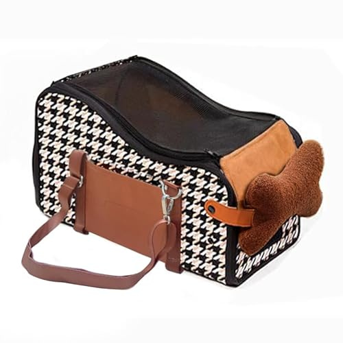 Amoilly Siège de voiture pour chien, console centrale chiot, siège rehausseur pour chat, portable et compact pour l'extérieur (couvercle marron, taille unique)