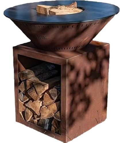 Set Brasero Découverte - CLASSIQUE Double Cuve Corten - 83 cm - Un brasero pratique et stylé pour des moments conviviaux en extérieur