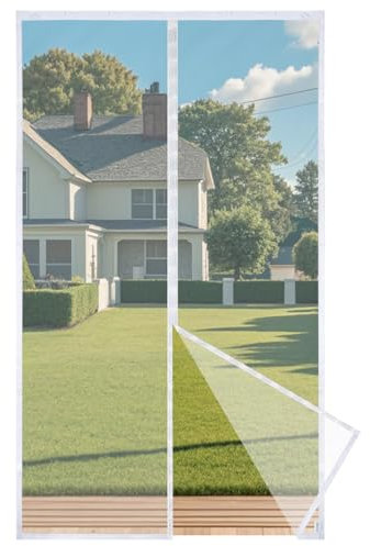 Apalus Prime Zanzariera con Magneti per Porte, 140x240 CM - Rete Fine, Tenda Totalmente Magnetica, si Chiude da Sola - Non Accorciabile (Prime Bianco)