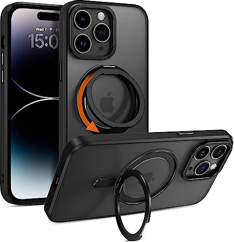 Telaso Magnetic Case for iPhone 14 Pro Max Case, [Compatible with MagSafe] with 360° Rotatable Ring Stand Slim Shockproof Protective Phone Cases for iPhone 14 Pro Max 6.7, Black