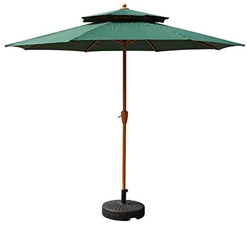 Grand parasol de marché avec base et manivelle, très résistant, imperméable, pour jardin, terrasse, plage et porche, 2,7 m (vert)