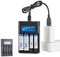 Chargeur De Batterie Rechargeable | Chargeur De Batterie 4 Baies AA AAA,Chargeur Haute Vitesse avec Écran LCD Intelligent pour Piles AA/AAA Rechargeables NiMH 1,2 V Et Plus Encore