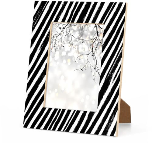 Foerrkelg Schwarz-weiß gestreifter Bilderrahmen 20,3 x 25,4 cm, gestreift, 20,3 x 25,4 cm, horizontale und vertikale Anzeige, 20,3 x 25,4 cm, Holz-Bilderrahmen für