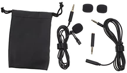 ibasenice Noise Canceling Lavalier Microphone for Phone Clip Lapel Microphone for Interview Practical for Podcasting and Use Black
